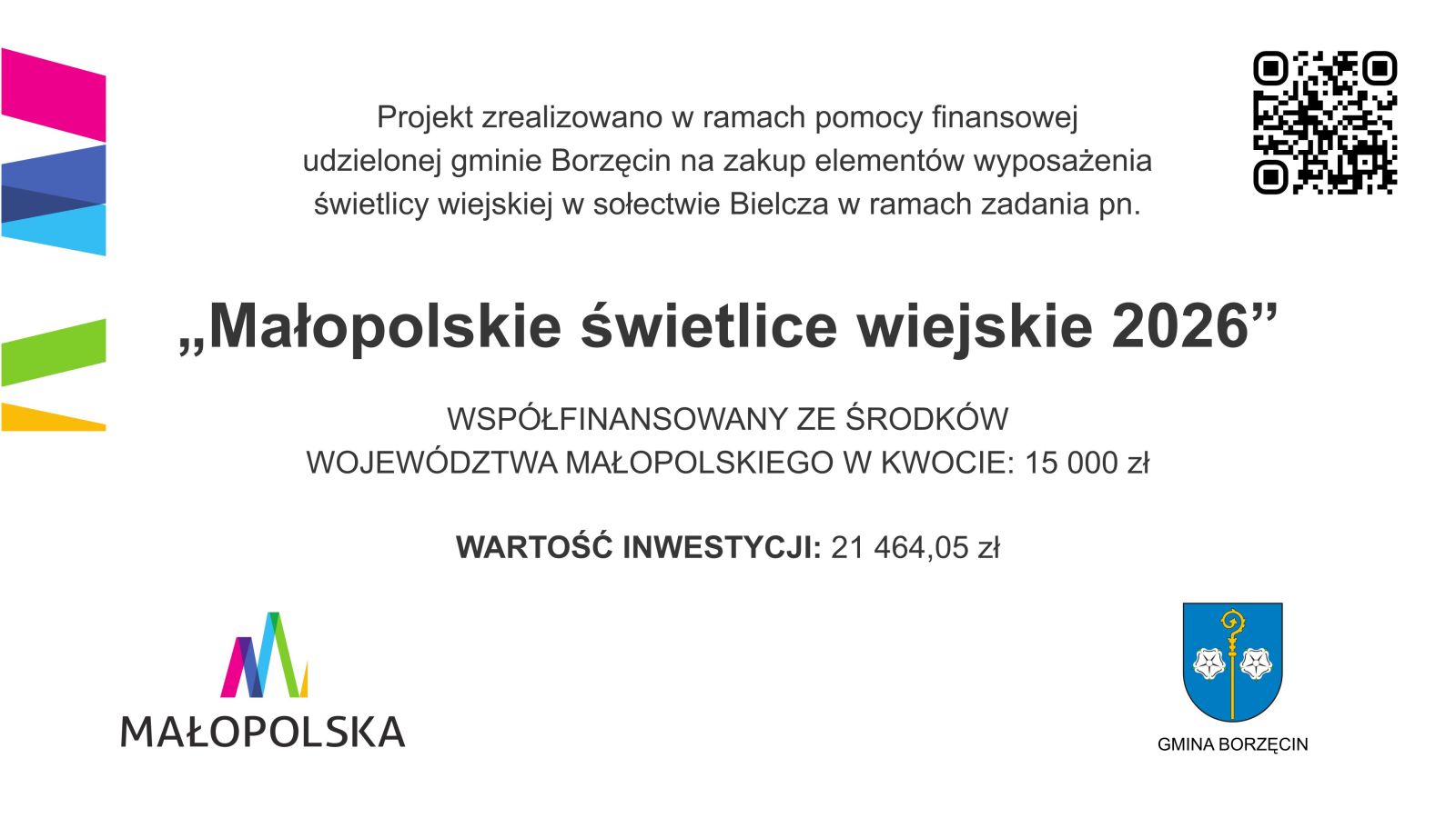 grafika z informacją o dofinansowaniu z budżetu wojew&oacute;dztwa małopolskiego