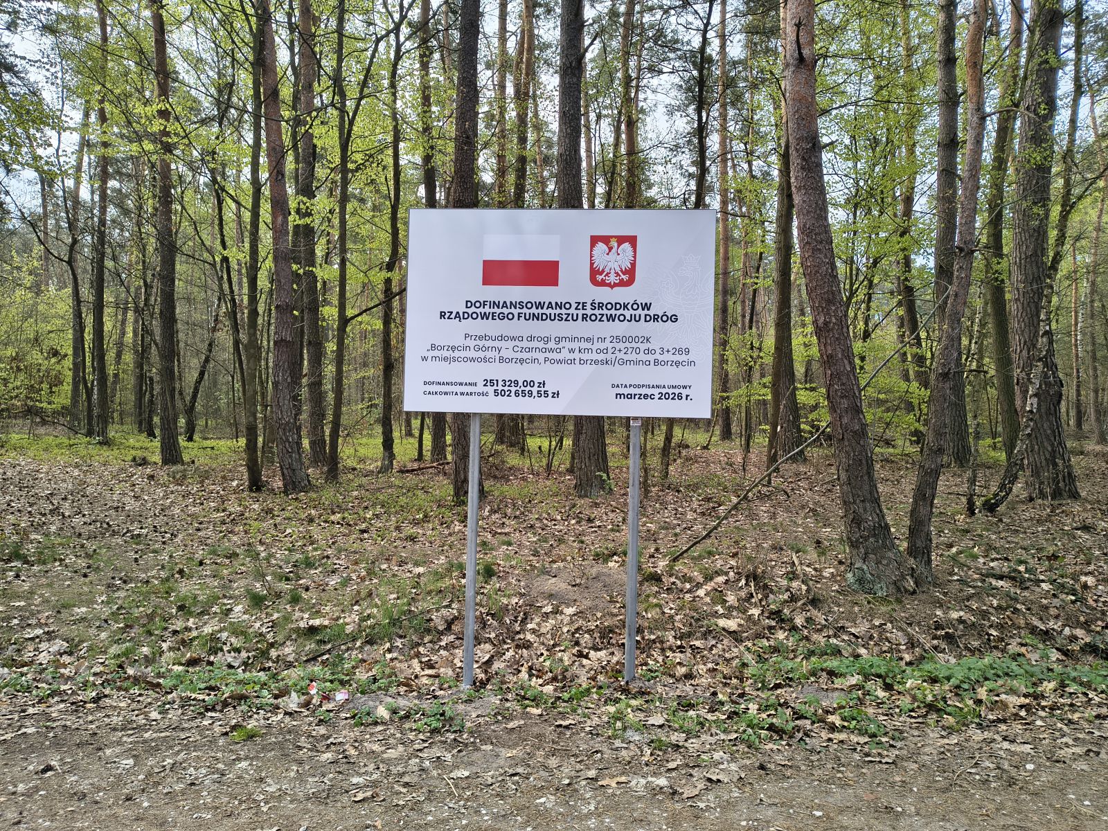 Zdjęcie: Przebudowa drogi gminnej nr 250002K „Borzęcin Górny - Czarnawa” w km od 2+270 do 3+269 w miejscowości Borzęcin, Powiat brzeski/Gmina Borzęcin