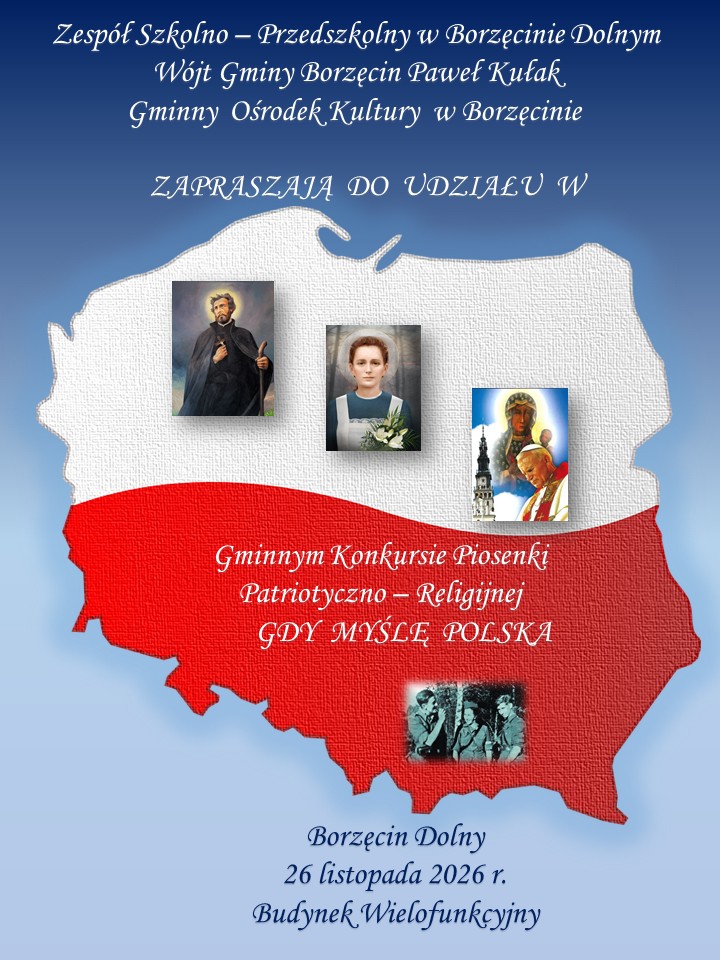 Zdjęcie: III GMINNY KONKURS PIOSENKI PATRIOTYCZNO – RELIGIJNEJ GDY MYŚLĘ POLSKA